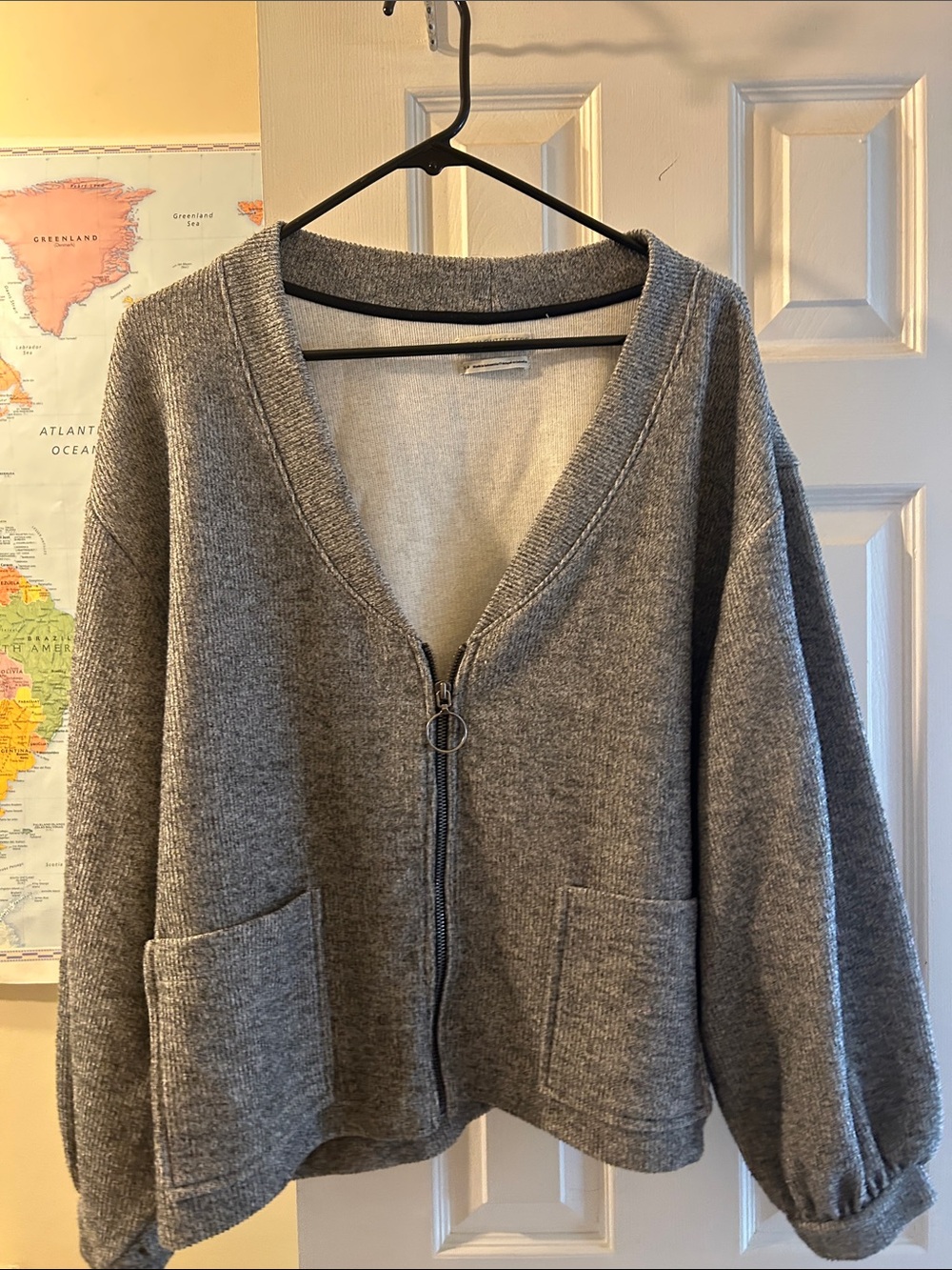 Urban Outfitters Gray Zip-Front Women's Sweater Cardigan